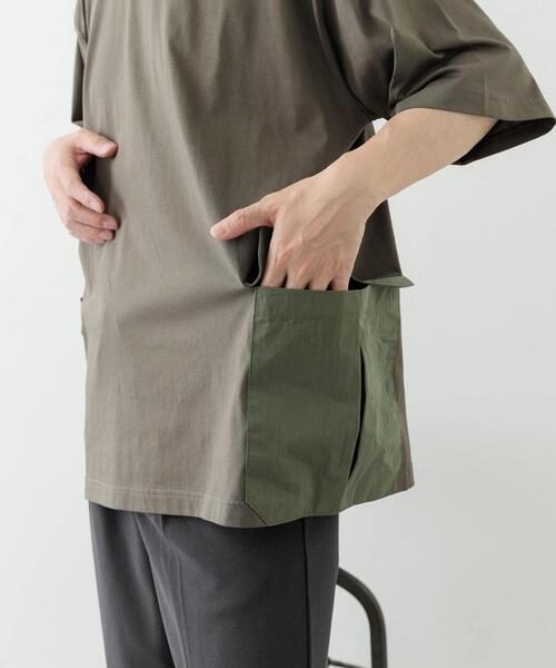 ITEMS URBANRESEARCH（アイテムズ アーバンリサーチ）の「サイドポケットキリカエクルーネックTシャツ（Tシャツ/カットソー・メンズ・ブラック/グレー系その他/カーキ/チャコールグレー/ホワイト・MEDIUM/LARGE/X-LARGE）」の9枚目の写真