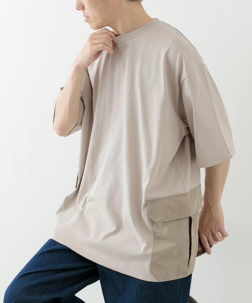 ITEMS URBANRESEARCH（アイテムズ アーバンリサーチ）の「サイドポケットキリカエクルーネックTシャツ（Tシャツ/カットソー・メンズ・ブラック/グレー系その他/カーキ/チャコールグレー/ホワイト・MEDIUM/LARGE/X-LARGE）」の16枚目の写真