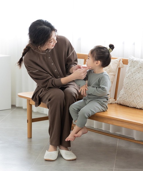 フェリシモMama(フェリシモママ)の「Moredde ワッフル素材のルームウェアセット(マタニティウェア/グッズ・レディース・ブラウン/ベージュ・M/LL/L)」の8枚目の写真