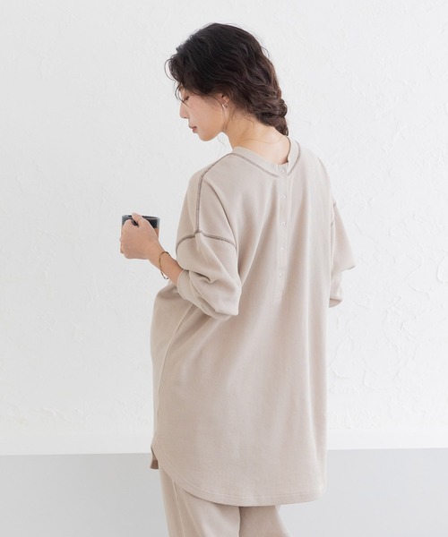 フェリシモMama(フェリシモママ)の「Moredde ワッフル素材のルームウェアセット(マタニティウェア/グッズ・レディース・ブラウン/ベージュ・M/LL/L)」の14枚目の写真