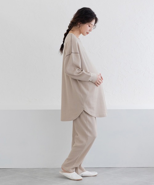 フェリシモMama(フェリシモママ)の「Moredde ワッフル素材のルームウェアセット(マタニティウェア/グッズ・レディース・ブラウン/ベージュ・M/LL/L)」の15枚目の写真