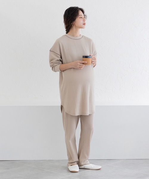 フェリシモMama(フェリシモママ)の「Moredde ワッフル素材のルームウェアセット(マタニティウェア/グッズ・レディース・ブラウン/ベージュ・M/LL/L)」の16枚目の写真