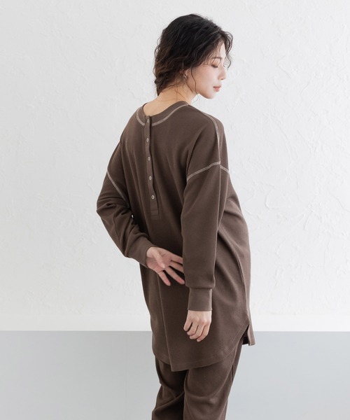 フェリシモMama(フェリシモママ)の「Moredde ワッフル素材のルームウェアセット(マタニティウェア/グッズ・レディース・ブラウン/ベージュ・M/LL/L)」の6枚目の写真