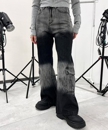 Figments | ブリーチカーゴブラックバギーデニム(デニムパンツ)