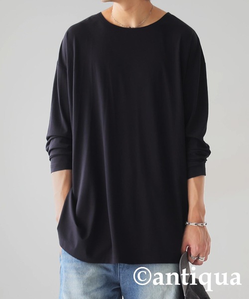 antiqua(アンティカ)の「無地 長袖 ロンT(Tシャツ/カットソー・レディース・ホワイト/モスグリーン/グリーン系その他/ネイビー/チャコールグレー/ブラック・P/R)」の20枚目の写真