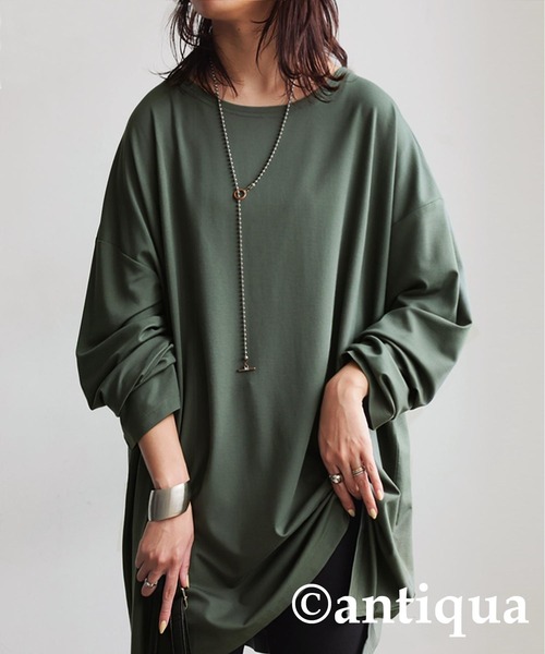 antiqua(アンティカ)の「無地 長袖 ロンT(Tシャツ/カットソー・レディース・ホワイト/モスグリーン/グリーン系その他/ネイビー/チャコールグレー/ブラック・P/R)」の15枚目の写真