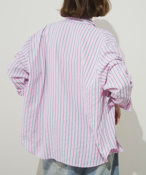 Unitage（ユニテージ）の「サッカーストライプシャツ（シャツ/ブラウス・レディース・ピンク/イエロー・FREE）」の12枚目の写真