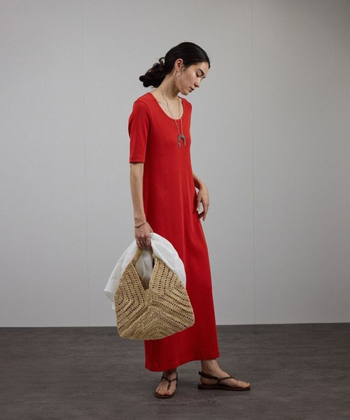 SALON adam et rope'（サロン アダム エ ロペ）の「［UVケア・洗える］プリマベールファームリーリブワンピース（ワンピース・レディース・ブラック/レッド系その他/ブラウン系その他2・FREE）」の11枚目の写真