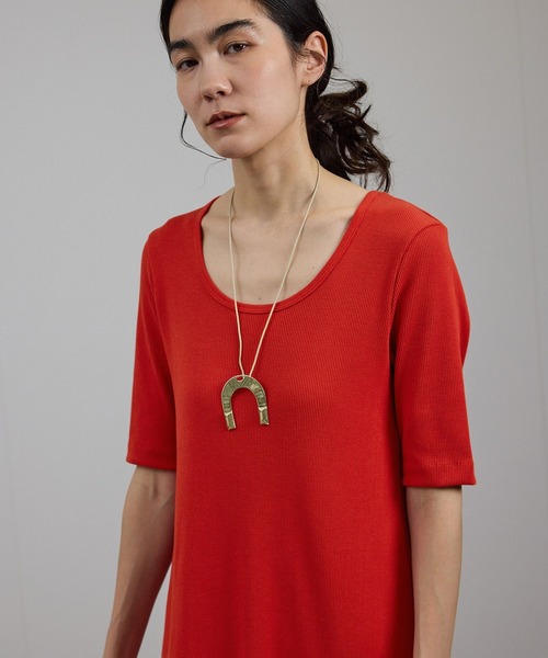 SALON adam et rope'（サロン アダム エ ロペ）の「［UVケア・洗える］プリマベールファームリーリブワンピース（ワンピース・レディース・ブラック/レッド系その他/ブラウン系その他2・FREE）」の12枚目の写真