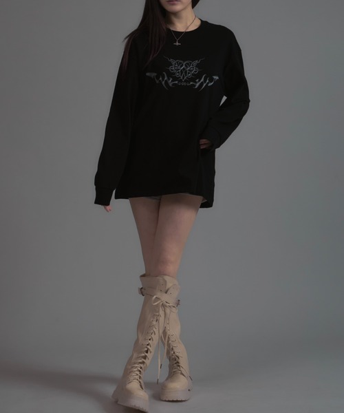 ユニセックス】y2k metallic Long Sleeve T-shirt / y2kメタリックロゴ