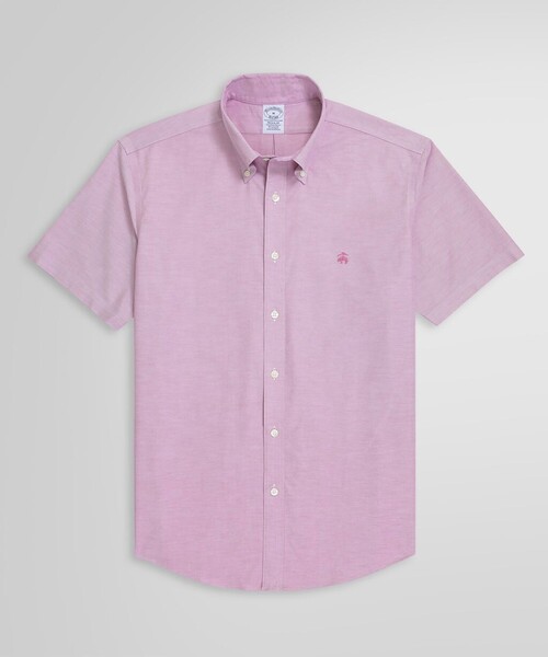 BROOKS BROTHERS(ブルックスブラザーズ)の「ストレッチオックスフォード GFロゴ ショートスリーブ カジュアルシャツ Regular Fit(シャツ/ブラウス・メンズ・ピンク/ブルー・MEDIUM/SMALL/X-LARGE/X-SMALL/LARGE)」の1枚目の写真