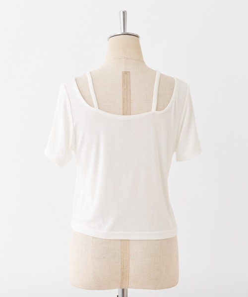 one after another NICE CLAUP(ワンアフターアナザーナイスクラップ)の「チェックレイヤード風トップス(Tシャツ/カットソー・レディース・オフホワイト/ブラック/ネイビー・FREE)」の5枚目の写真