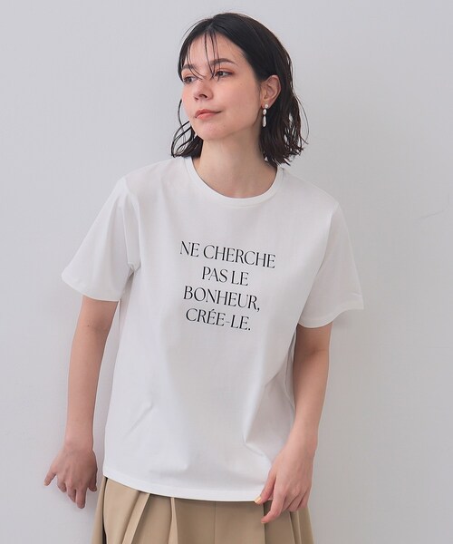 OPAQUE.CLIP（オペークドットクリップ）の「アソートロゴTシャツ【洗濯機洗い可】（Tシャツ/カットソー・レディース・ホワイト/チャコールグレー/ホワイト系1/ピンク系1・36/38/40/42）」の3枚目の写真