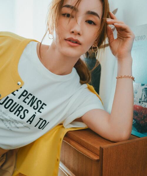 OPAQUE.CLIP（オペークドットクリップ）の「アソートロゴTシャツ【洗濯機洗い可】（Tシャツ/カットソー・レディース・ホワイト/チャコールグレー/ホワイト系1/ピンク系1・36/38/40/42）」の5枚目の写真