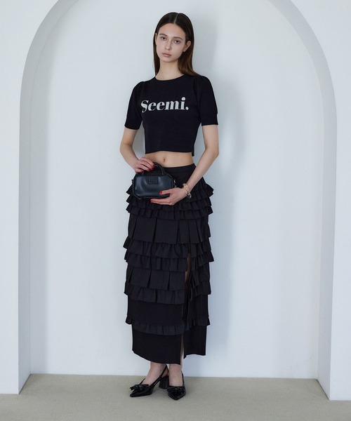 Seemi. byNICECLAUP( シーミーバイナイスクラップ)の「【Seemi.】ロゴ入りニット(ニット/セーター・レディース・ブラック/オフホワイト/チャコールグレー・FREE)」の4枚目の写真