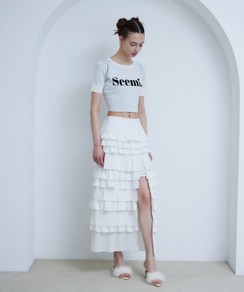 Seemi. byNICECLAUP( シーミーバイナイスクラップ)の「【Seemi.】ロゴ入りニット(ニット/セーター・レディース・ブラック/オフホワイト/チャコールグレー・FREE)」の14枚目の写真