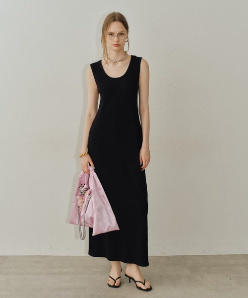 2way U-neck sleeve dress / 2wayUネックスリーブレスドレス