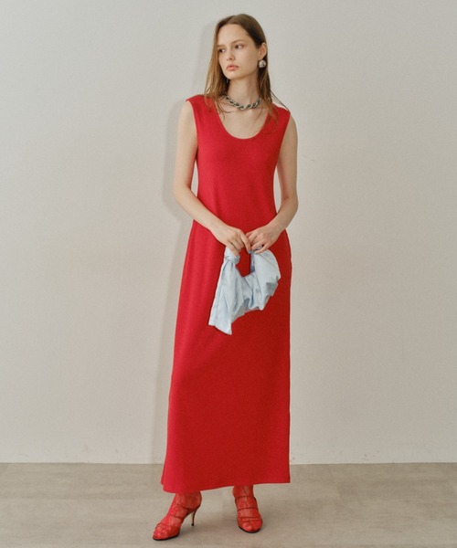 セール】2way U-neck sleeve dress / 2wayUネックスリーブレスドレス