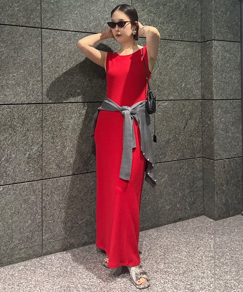 yae（ヤエ）の「2way U-neck sleeve dress / 2wayUネックスリーブレスドレス（ワンピース・レディース・ブラック/ブラウン/レッド・36/38）」の19枚目の写真