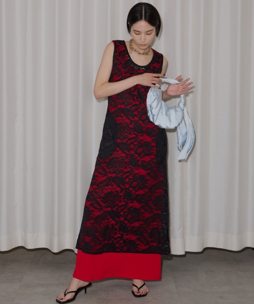 2way U-neck sleeve dress / 2wayUネックスリーブレスドレス