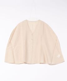 WEB限定麻調シアーテントブラウス