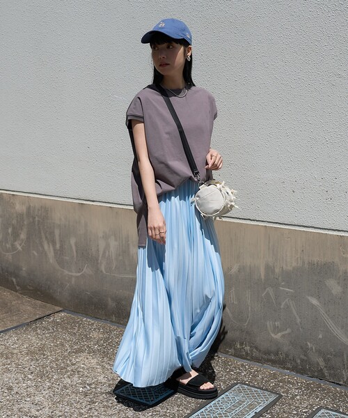 FREAK'S STORE（フリークスストア）の「フレンチスリーブチュニック（Tシャツ/カットソー・レディース・ブラック/ブルーグリーン/オフホワイト/グレー/ブルー・ﾌﾘ-）」の7枚目の写真