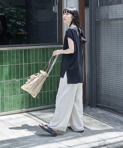 FREAK'S STORE（フリークスストア）の「フレンチスリーブチュニック（Tシャツ/カットソー・レディース・ブラック/ブルーグリーン/オフホワイト/グレー/ブルー・ﾌﾘ-）」の20枚目の写真