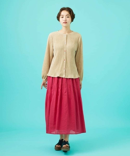 Jocomomola(ホコモモラ)の「Temblar ピンタックゴムギャザースカート(スカート・レディース・ネイビー/レッド・40)」の12枚目の写真