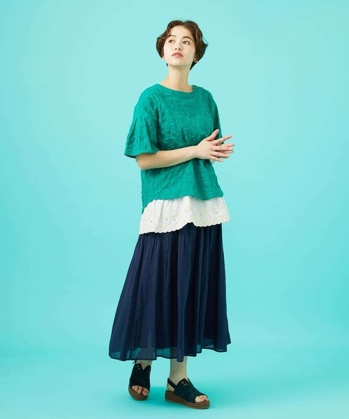Jocomomola(ホコモモラ)の「Temblar ピンタックゴムギャザースカート(スカート・レディース・ネイビー/レッド・40)」の16枚目の写真