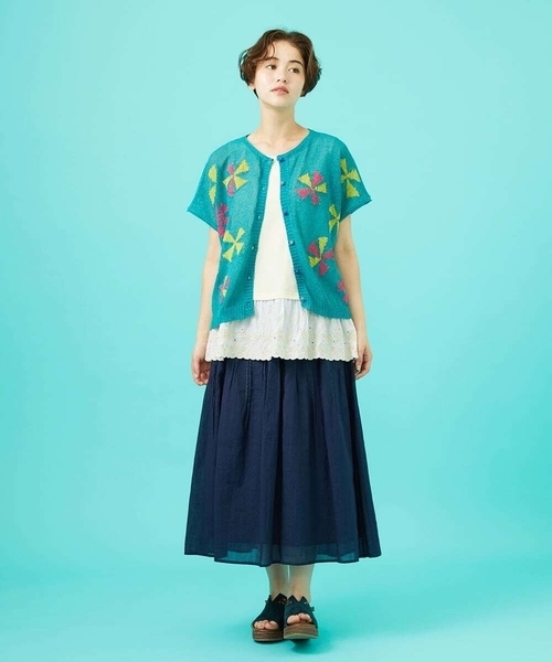 Jocomomola(ホコモモラ)の「Temblar ピンタックゴムギャザースカート(スカート・レディース・ネイビー/レッド・40)」の18枚目の写真