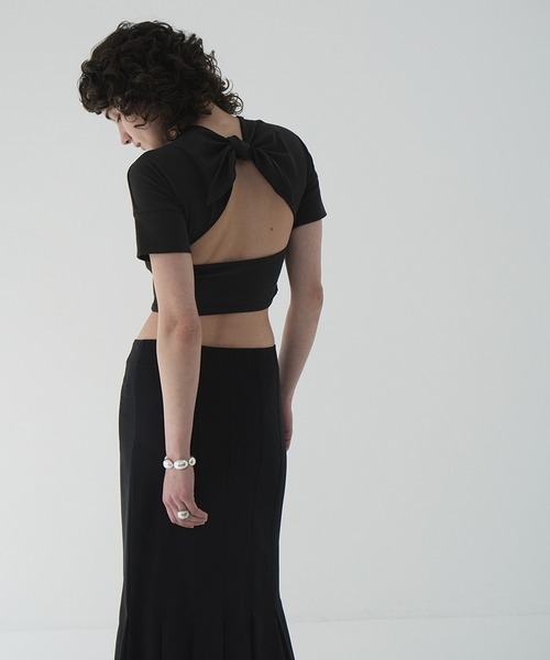 CLANEクラネ　バッグリボンスカート CLANE（クラネ）の「SIDE CUT RIBBON SKIRT（スカート）」 - WEAR