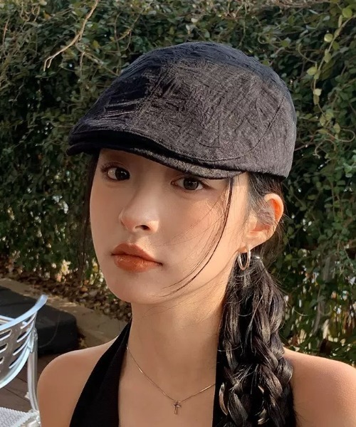 gossip！ロサンゼルス（ゴシップロサンゼルス）の「立体刺繍 ジャガードフラワーパターン ハンチング（ハンチング/ベレー帽・レディース・ブラック/ホワイト/ライトピンク・FREE）」の16枚目の写真