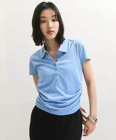 コットン オックスフォード タイフロント クロップド シャツ 半袖 XS 新品 コットン オックスフォード タイフロント クロップド シャツ