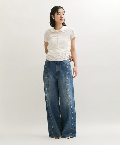 ADAM ET ROPE'（アダムエロペ）の「ディープネックポロシャツ（ポロシャツ・レディース・ブラウン系その他/ブルー系その他4/キナリ・FREE）」の7枚目の写真