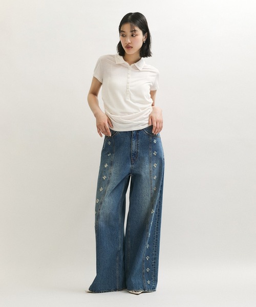 ADAM ET ROPE'（アダムエロペ）の「ディープネックポロシャツ（ポロシャツ・レディース・ブラウン系その他/ブルー系その他4/キナリ・FREE）」の6枚目の写真