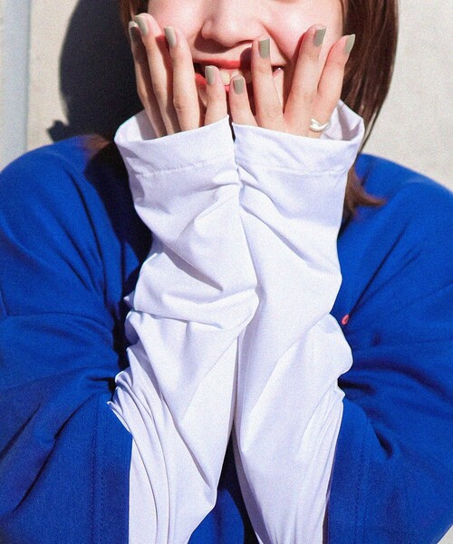 FREAK'S STORE（フリークスストア）の「icy/アイシー まるで重ね着冷感UVアームカバー（アームカバー・レディース・ホワイト/ブラック・ONE SIZE）」の2枚目の写真