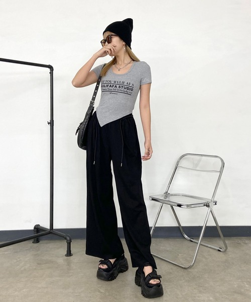 non-hedge(ノンヘッジ)の「ヘムラインリブロゴTシャツ(Tシャツ/カットソー・レディース・ベージュ/オフホワイト/グレー/ブラック・FREE)」の12枚目の写真