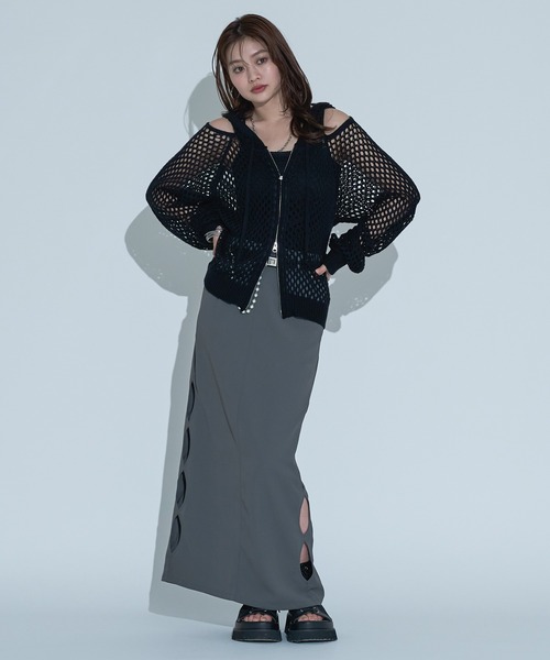 Ellno de Mavie（エルノデメヴィ）の「サイドサークルカットナロースカート（スカート・レディース・チャコールグレー/ブラック・FREE）」の16枚目の写真