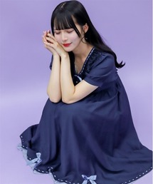 axes femme Chalmiereフリルロングワンピースグリーン クラシカルフリルロングワンピ | outlet | axes femme online shop