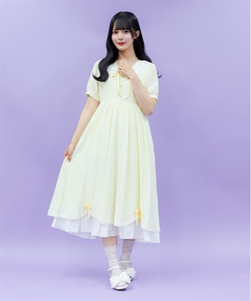 axes femme Chalmiereフリルロングワンピースグリーン フリルロングワンピース【受注生産】 | Chalmiere │ axes femme