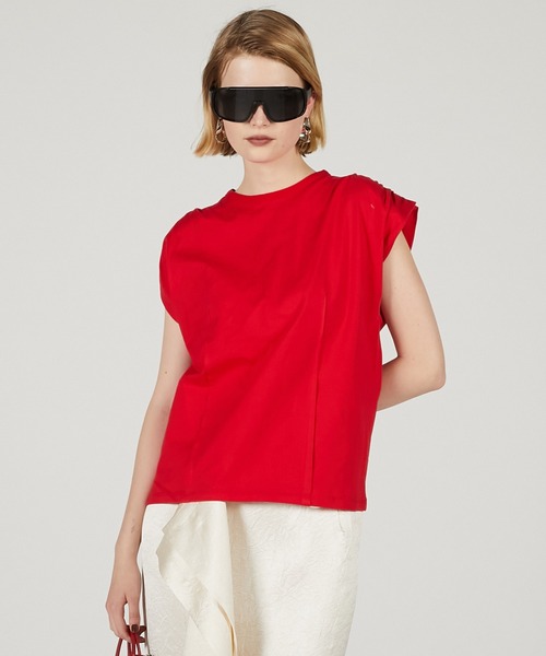 PRANK PROJECT(プランクプロジェクト)の「パワーショルダーTシャツ / Power Shoulder T-Shirt(Tシャツ/カットソー・レディース・ブラック/ホワイト/レッド・FREE)」の3枚目の写真