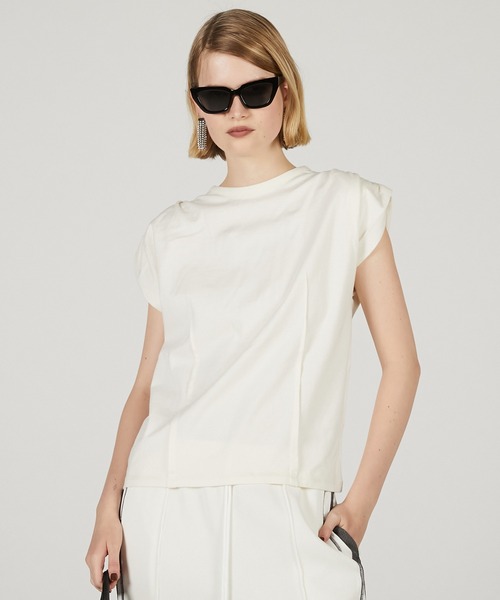 PRANK PROJECT(プランクプロジェクト)の「パワーショルダーTシャツ / Power Shoulder T-Shirt(Tシャツ/カットソー・レディース・ブラック/ホワイト/レッド・FREE)」の6枚目の写真