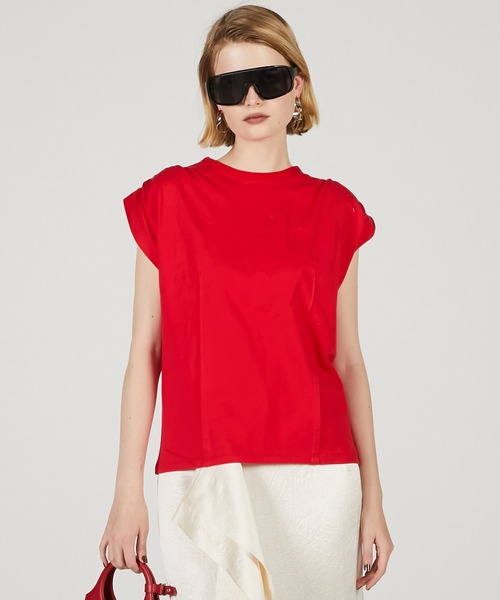 PRANK PROJECT(プランクプロジェクト)の「パワーショルダーTシャツ / Power Shoulder T-Shirt(Tシャツ/カットソー・レディース・ブラック/ホワイト/レッド・FREE)」の10枚目の写真