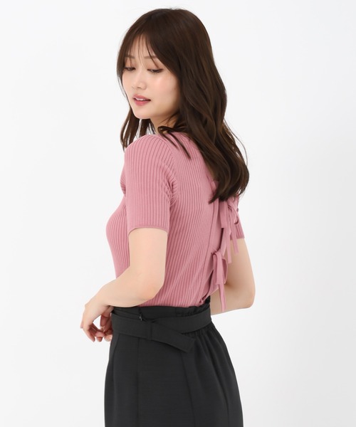 MISCH MASCH(ミッシュマッシュ)の「2025春夏新作 2wayリボン半袖リブニット(ニット/セーター・レディース・ピンク/ホワイト/ブラック・フリ-)」の8枚目の写真