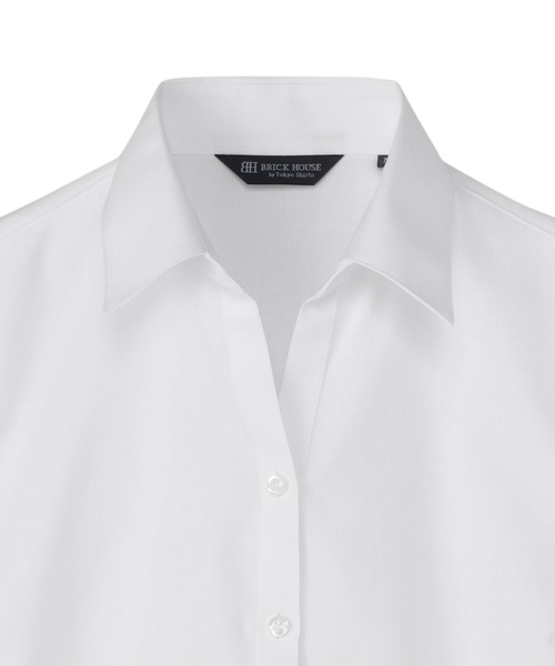 TOKYO SHIRTS（トウキョウシャツ）の「【透け防止】 形態安定ノーアイロン スキッパー 半袖ビジネスワイシャツ（ビジネスシャツ・レディース・ホワイト・S/M/L/LL/XL）」の3枚目の写真