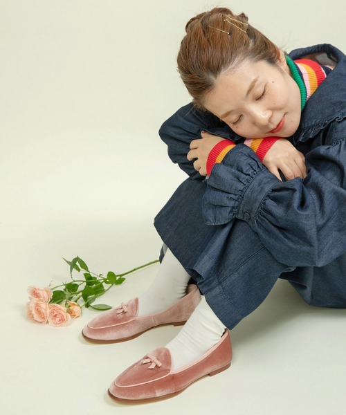 Dot＆Stripes CHILD WOMAN（ドットアンドストライプス　チャイルドウーマン）の「ARTESANOS ベロアベルジャンシューズ（ローファー・レディース・ネイビー/ピンク/ブラウン・36/37/38）」の6枚目の写真