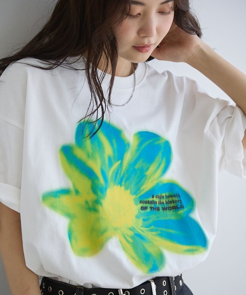 PBLIM(ページボーイリム)の「《UNISEX》サーモフラワーTシャツ(Tシャツ/カットソー・レディース・ブラック/オフホワイト・MEDIUM/LARGE)」の10枚目の写真