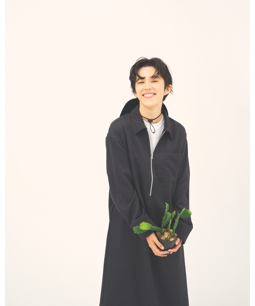 THOUSAND MILE(サウザンドマイル)の「【THOUSAND MILE】ZIP HALF ZIP OP WOOL LIKE/ハーフジップワンピース ウールライク(ワンピース・レディース・ネイビー/ブラウン/チャコールグレー・FREE)」の8枚目の写真