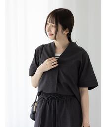 Te chichi TERRASSE | 【セットアップ可】麻調スキッパーブラウス(シャツ/ブラウス)