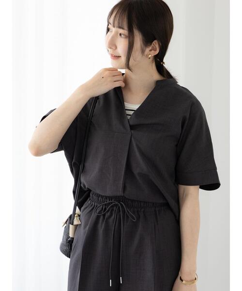 Te chichi TERRASSE（テチチテラス）の「【セットアップ可】麻調スキッパーブラウス（シャツ/ブラウス・レディース・ベージュ/チャコールグレー/ブラック・F）」の15枚目の写真